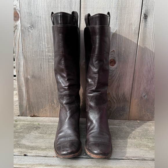 ✨SALE✨ Frye Paige Tall Riding Boots Brown Leather Women’s 6.5 B Pull-On - Picture 3 of 10